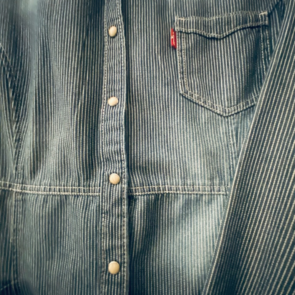 Levi’s, M, Full Snap Button Down Collared Pinstri… - image 4